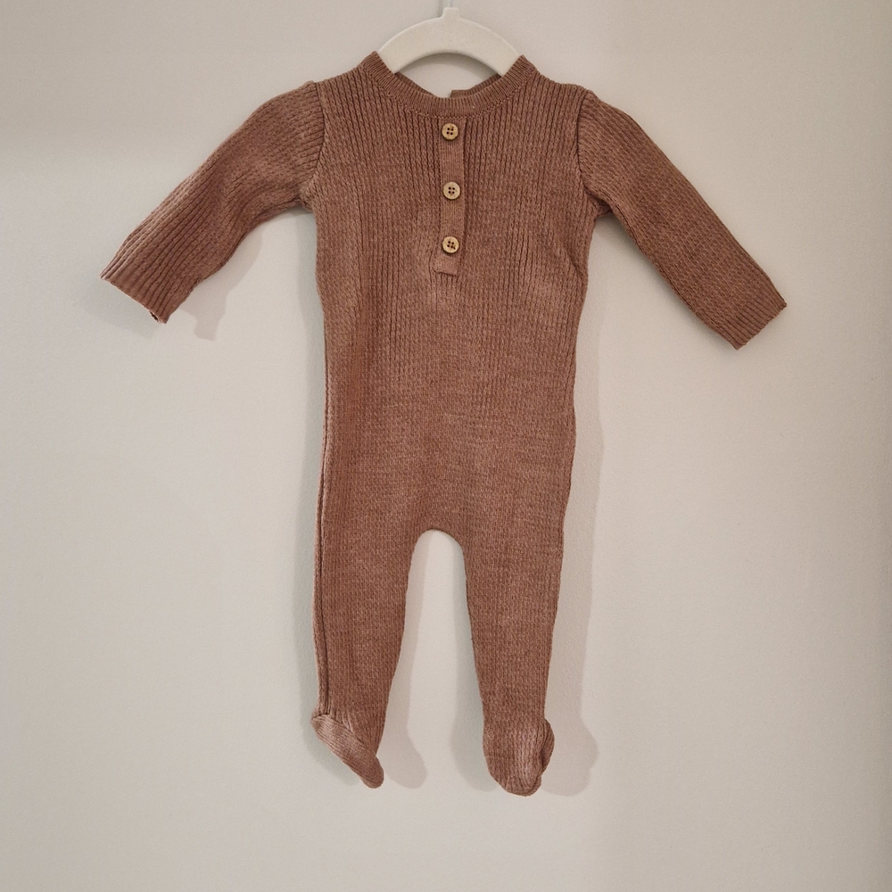 Cozy Brown Knit Kids Footie